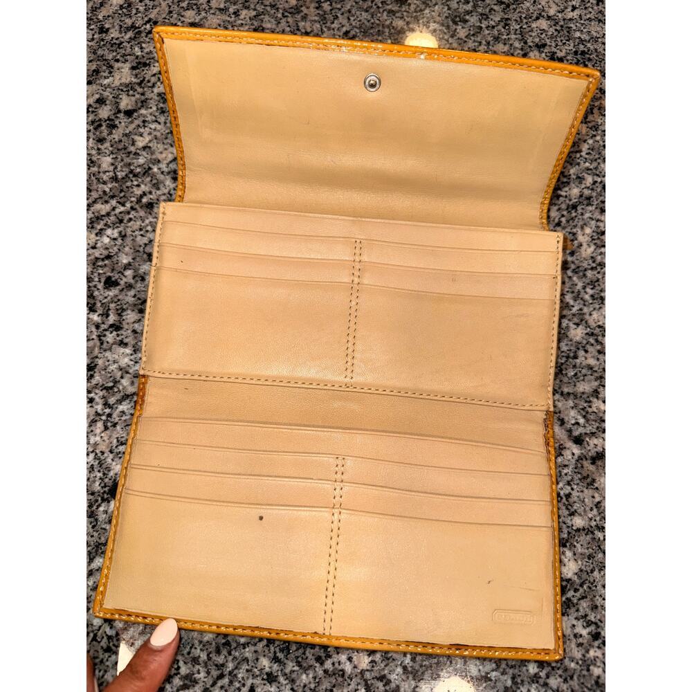 Coach Signature Canvas Long Wallet with Yellow Stripe - Picture 7 of 9